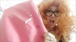 oh no stepson!! you cum on my towel! i will punish you