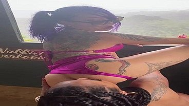 Lesbians Eating Pussy on a waterfall in Hawaii