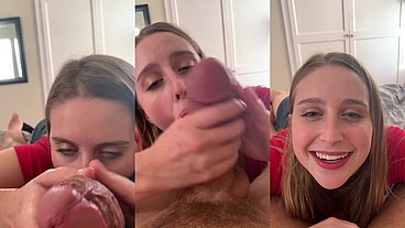 Sexy Blonde Teen Sucks Off Cock Bigger Than Her Head - Laney Grey - Brad Newman