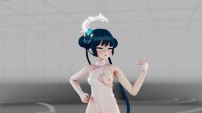 blue archive ryuuge kisaki hentai undress dance mmd 3d blue hair