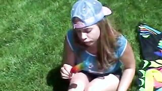 Sweet Little April lollipop Vagina Outside