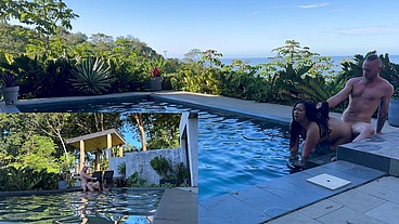 OUTDOORS ANAL and Blowjob at the pool *multiple angles*