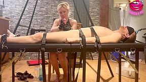 Strapped To Bondage Table Edged And Ruined