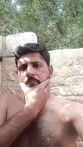 Very Handsome man in bathroom showing his beautiful body to his fans