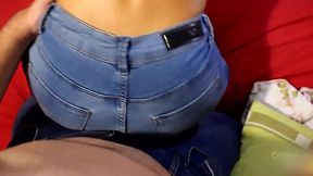 Jeans rubbing, pants bursting with cum!