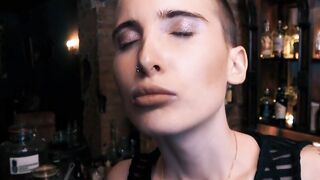 Slim hobby hooker on an EroCom date inside a bar