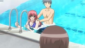 Hentai - Step Sister & Brother Nearly GetCaught Pool Fucking
