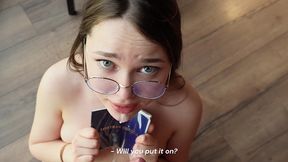 an adult professor fucked a young student for credit. the student doesn t mind giving herself.