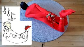 Hogtied self bondage in spandex bodysuit