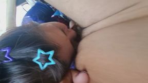 Step Daughter Swallow in Car