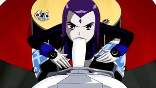 19 YEAR OLD TITANS - RAVEN CYBORG CUM INSIDE HER MOUTH