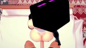 Sexy GF dresses as Enderman for hot Hentai 3D (Minecraft)