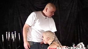 Master gets nonstop blowjob while shaving off his sluts hair