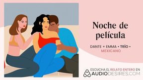 Dirty friends night ends in threesome with audio erotic Spanish