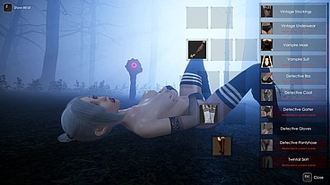 The cutie inhaled an aphrodisiac and began to jerk off her pussy in front of the monster