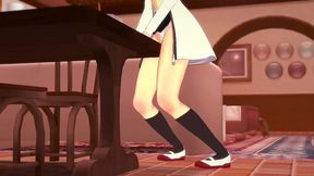 roxy rubbing on the corner of the table - mushoku tensei
