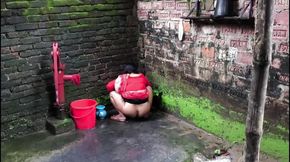 I See My Step Aunty Going Into the Bathroom to Urine but I Grabbed Her Behind and Started Fucking Her