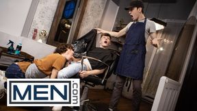 BOYS - Beautiful Hair Parlor Possessor Cristiano Deep-Throats Jake Preston's Pecker Under The Barber's Cape