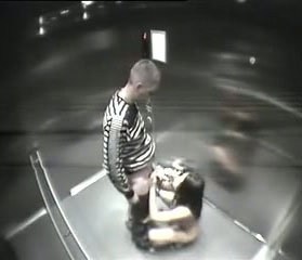 Awesome sex has been taped on security cam in the elevator