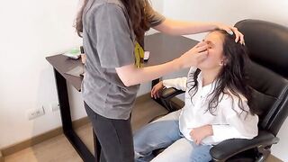 My make-up artist fucks me into the booty and snatch inside different positions, we reach orgasm, without the neighbor hearing.