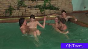 pool party-1: marushek, gavrushek and volo with lileika and zdenka