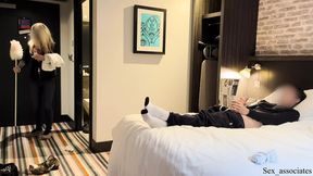 PUBLIC DICK FLASH  I pull out my dick in front of a hotel maid and she agreed to help me cum