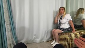 dirty stepdad convinces stepson s girlfriend to suck cock