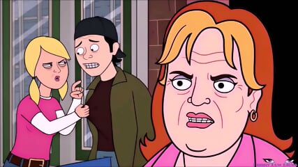 Animated NUTSHOT Emma GRANNY BALLBUSTING kick in the nuts, Corner Gas