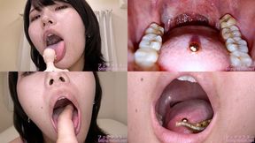 Haruna Kawai - Showing inside cute girl's mouth, chewing gummy candys, sucking fingers, licking and sucking human doll, and chewing dried sardines - MOV 1080p