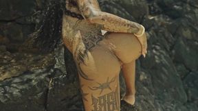 SANKTOR - JAPANESE TATTOOED YOUNG LADY STrokes Herself On The Beach