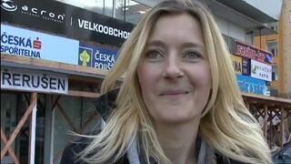 Blonde has sex inside outdoor for cash