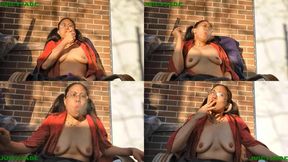 Petite Asian Goddess smokes topless outdoors volume 35 ***mp4***