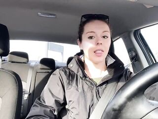 Going throughout the drive thru with my lush in! Trying hard not to cum!