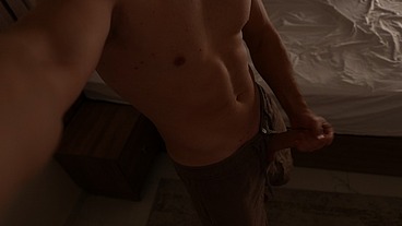 Hot guy cums all over without even taking off his shorts (video without blurring)
