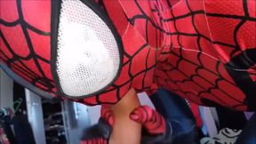 Zentai Cosplay and Pantyhose Encased Masked Babes Suck Huge Cocks (Clips)