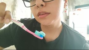 Brushing my teeth