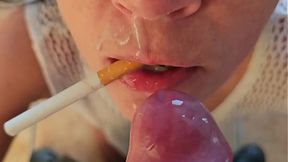 Sucking and Sipping Cum After Blowjob