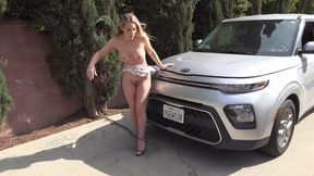 Suddenly Naked! Dress Tangled by Car Exposes Bunny Madison to her Neighbors - WMV 1080p