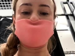 Naughty Russian teen makes herself cum in the dressing room