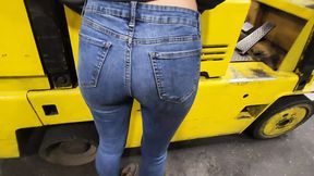 co worker fucked and spanked on forklift dripping creampie