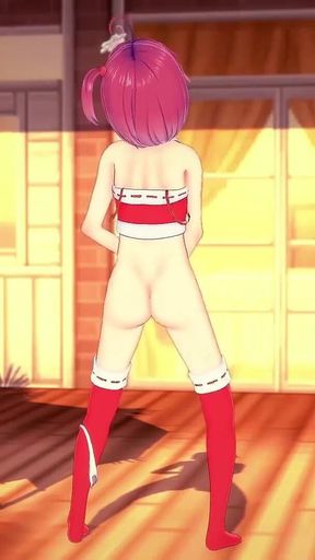Santa Claus Girl Touches Herself While Undressing