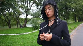 Sofi_ Bondage walk in handcuffs in an amusement park