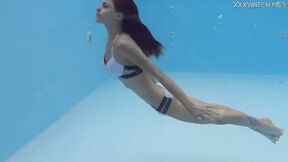Hungarian tiny beauty Hermione Ganger in the pool