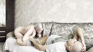 stepbrother doesnt wake up in the morning Stepsister will help with the best blowjob 16