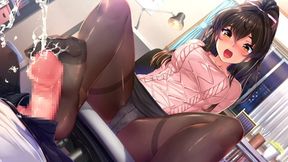 Sexy Big-Titted Girl In Mini Skirt Wears Stockings & Sweater, Performs Hot Footjob In Hentai Video 11