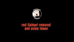 red fishnet removal and soles tease