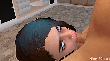 3D Porn Anime Hentai Busty Teen Deepthroat and Handjob