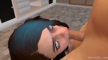 3D Porn Anime Hentai Busty Teen Deepthroat and Handjob
