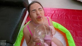 wet degraded anal piss spew recycling piggy whore roxy richie with nose hook and mouth spreader is used and broken