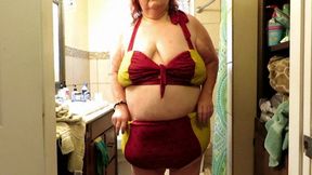 Hot sweaty wet Naughty Nurse Vicki strips out of swim suit after washing Her Car!